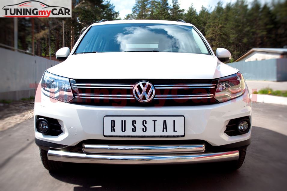 Защита переднего бампера D76/63 (дуга) для Volkswagen Tiguan Track & Field (Track & Style) 2011-