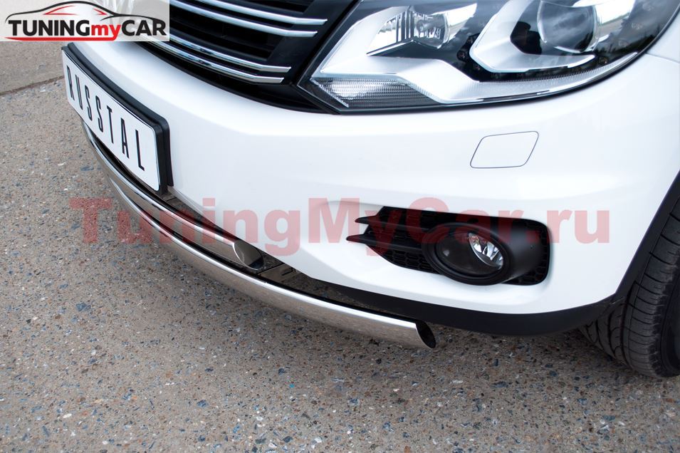 Защита переднего бампера D75х42/75X42 овал для Volkswagen Tiguan Track & Field (Track & Style) 2011-