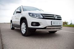 Защита переднего бампера D75х42/75X42 овал для Volkswagen Tiguan Track & Field (Track & Style) 2011-