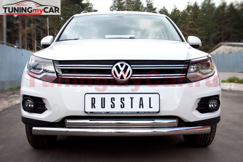 Защита переднего бампера D63/63 (дуга) для Volkswagen Tiguan Track & Field (Track & Style) 2011-