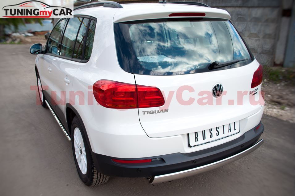 Защита заднего бампера D75х42 овал для Volkswagen Tiguan Track & Field (Track & Style) 2011-