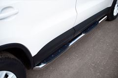 Пороги труба D76 с накладками (вариант 1) для Volkswagen Tiguan Track & Field (Track & Style) 2011-