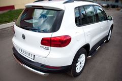Пороги труба D76 с накладками (вариант 1) для Volkswagen Tiguan Track & Field (Track & Style) 2011-
