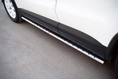 Пороги труба D75х42 овал с проступью для Volkswagen Tiguan Track & Field (Track & Style) 2011-