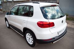 Пороги труба D75х42 овал с проступью для Volkswagen Tiguan Track & Field (Track & Style) 2011-