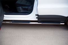 Пороги труба D75х42 овал с накладками для Volkswagen Tiguan Track & Field (Track & Style) 2011-