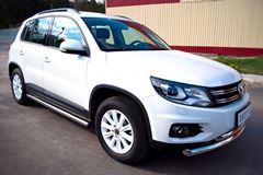 Пороги труба D63 (вариант 2) для Volkswagen Tiguan Track & Field (Track & Style) 2011-