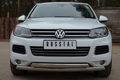 Защита переднего бампера D75х42/75х42 овалы(дуга) для Volkswagen Touareg 2010-2013