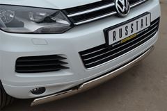 Защита переднего бампера D75х42/75х42 овалы(дуга) для Volkswagen Touareg 2010-2013