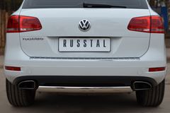 Защита заднего бампера D75х42 овал (дуга) для Volkswagen Touareg 2010-2013