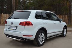 Пороги труба D76 с накладками (вариант 3) для Volkswagen Touareg 2010-2013