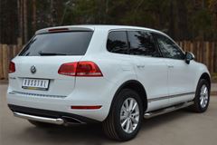Пороги труба D76 с накладками (вариант 1) для Volkswagen Touareg 2010-2013