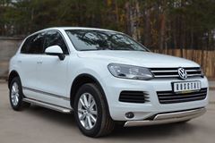 Пороги труба D42 с листом для Volkswagen Touareg 2010-2013