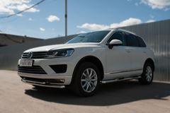 Защита переднего бампера D63 (секции) D42 (дуга) для Volkswagen Touareg 2014-2018
