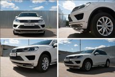 Защита переднего бампера D63 (секции) D42 (дуга) для Volkswagen Touareg 2014-2018