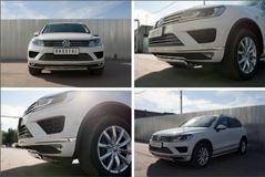 Защита переднего бампера D75х42 (дуга) короткая для Volkswagen Touareg 2014-2018
