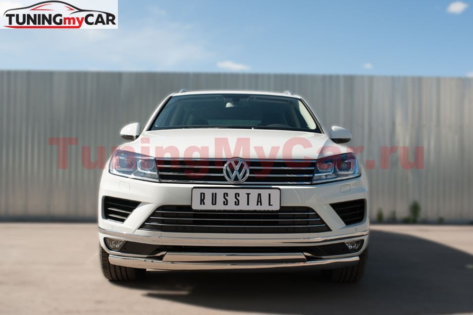 Защита переднего бампера D75х42 (дуга) D75х42 (дуга) для Volkswagen Touareg 2014-2018