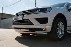 Защита переднего бампера D75х42 (дуга) D75х42 (дуга) для Volkswagen Touareg 2014-2018