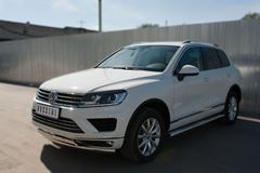 Защита переднего бампера D75х42 (дуга) D75х42 (дуга) для Volkswagen Touareg 2014-2018