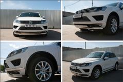 Защита переднего бампера D75х42 (дуга) D75х42 (дуга) для Volkswagen Touareg 2014-2018