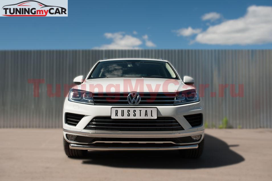Защита переднего бампера D63 (секции) для Volkswagen Touareg 2014-2018