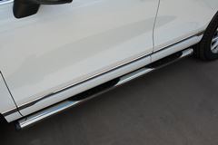 Пороги труба D76 с накладкой (вариант 2) для Volkswagen Touareg 2014-2018