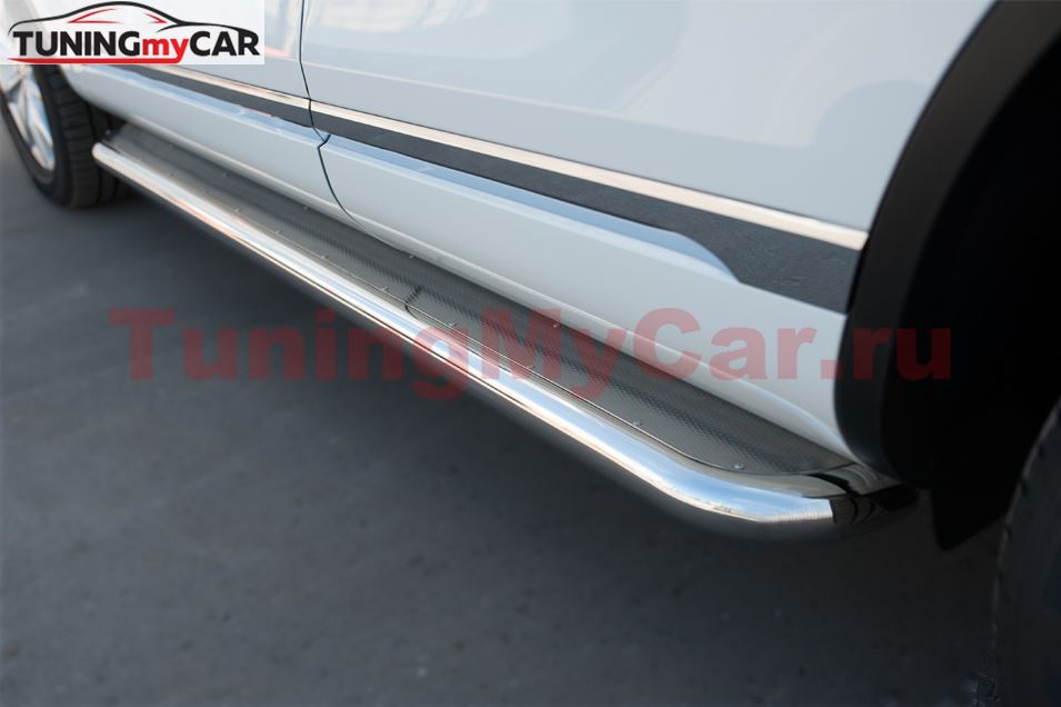 Пороги труба D63 с листом (вариант 3) для Volkswagen Touareg 2014-2018