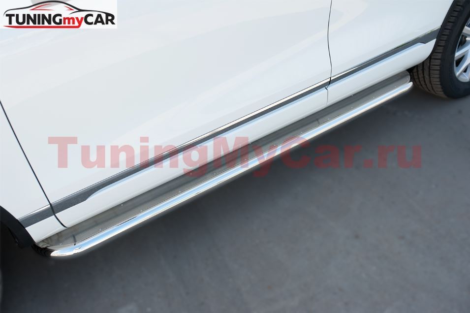 Пороги труба D63 с листом (вариант 2) для Volkswagen Touareg 2014-2018