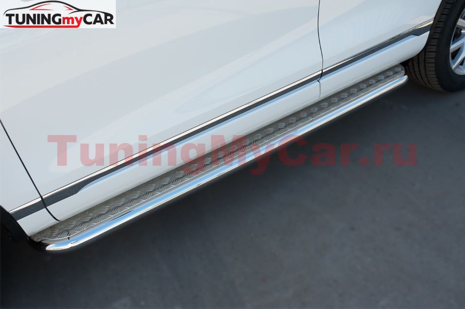 Пороги труба D63 с листом (вариант 1) для Volkswagen Touareg 2014-2018