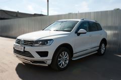 Пороги труба D63 с листом (вариант 1) для Volkswagen Touareg 2014-2018
