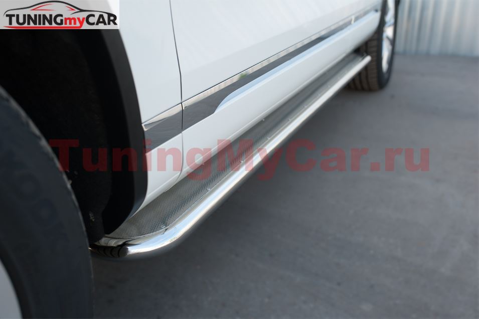 Пороги труба D42 с листом (вариант 3) для Volkswagen Touareg 2014-2018