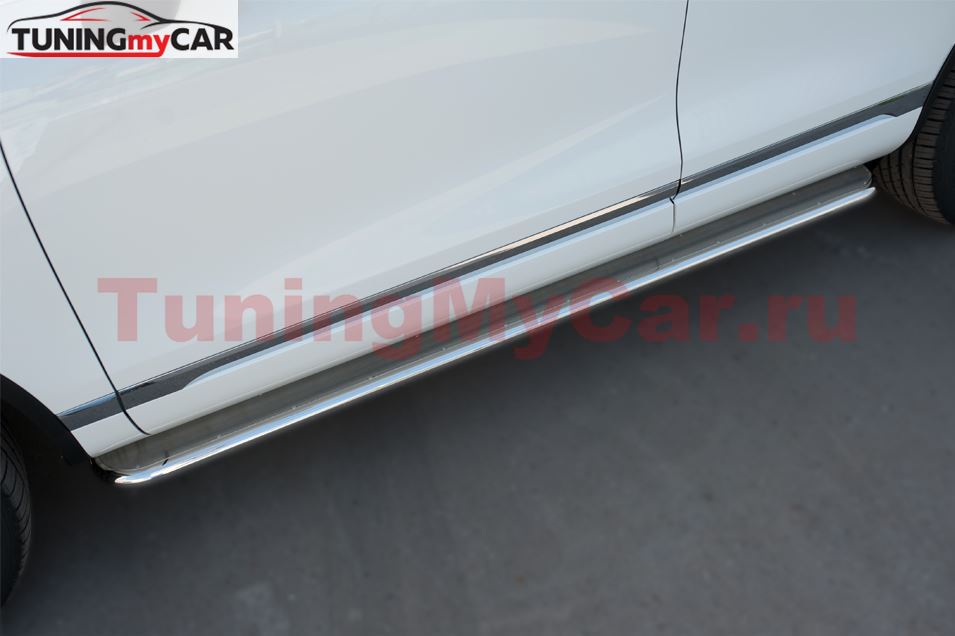 Пороги труба D42 с листом (вариант 2) для Volkswagen Touareg 2014-2018