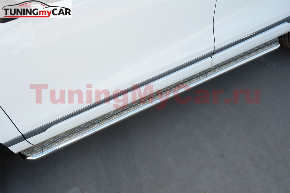 Пороги труба D42 с листом (вариант 1) для Volkswagen Touareg 2014-2018