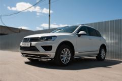 Пороги труба D63 (вариант 2) для Volkswagen Touareg 2014-2018