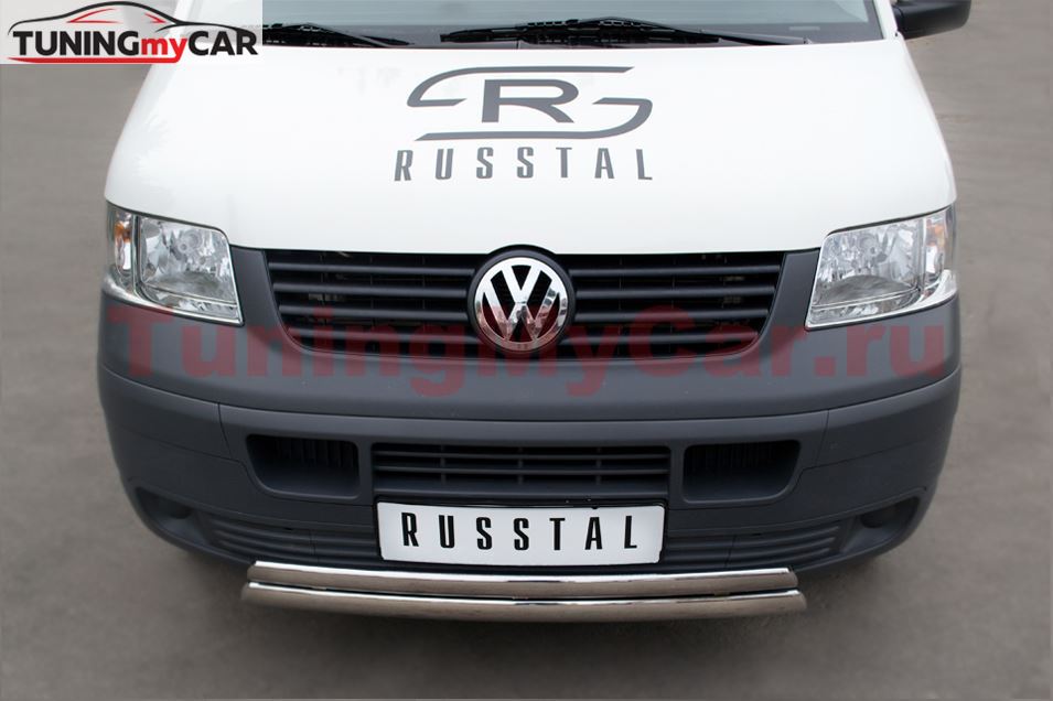 Защита переднего бампера D75х42_D75х42 овалы для Volkswagen Transporter kasten 2003-2009