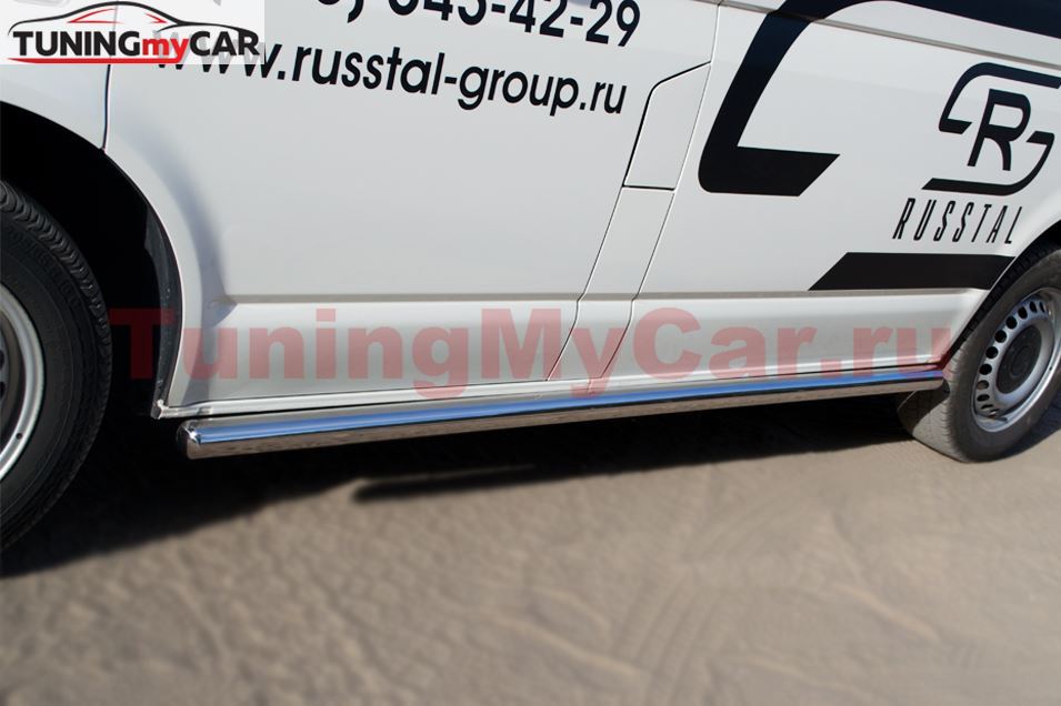 Пороги труба D63 (вариант 3) (правый) для Volkswagen Transporter kasten 2003-2009