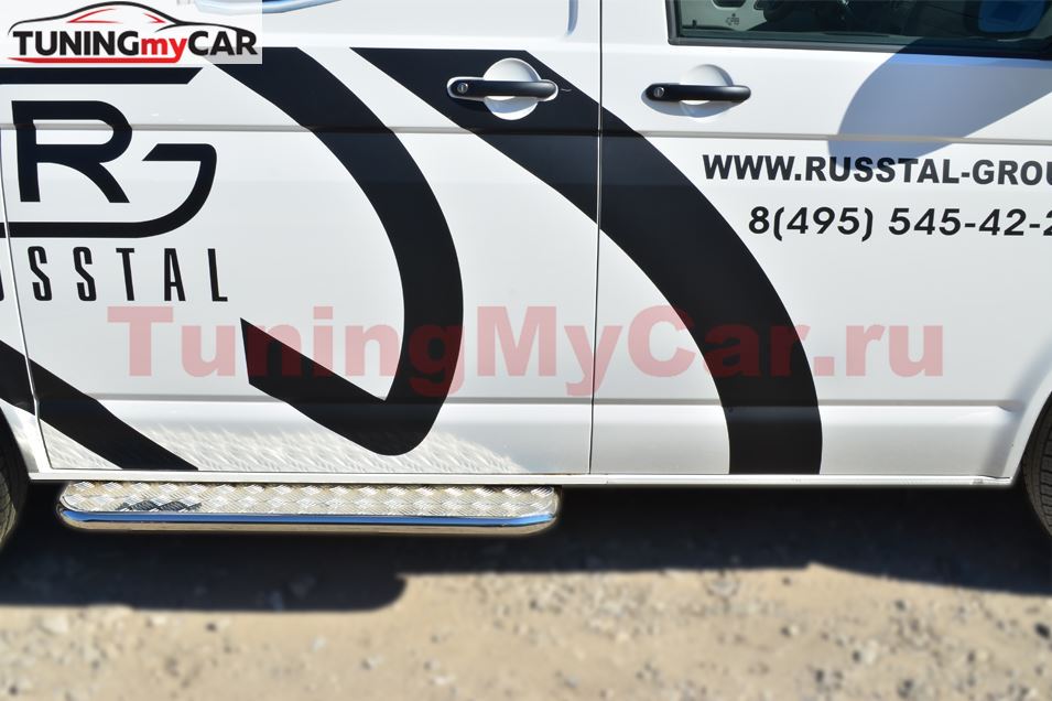 Пороги труба D42 с листом для Volkswagen Transporter kasten T6 2010