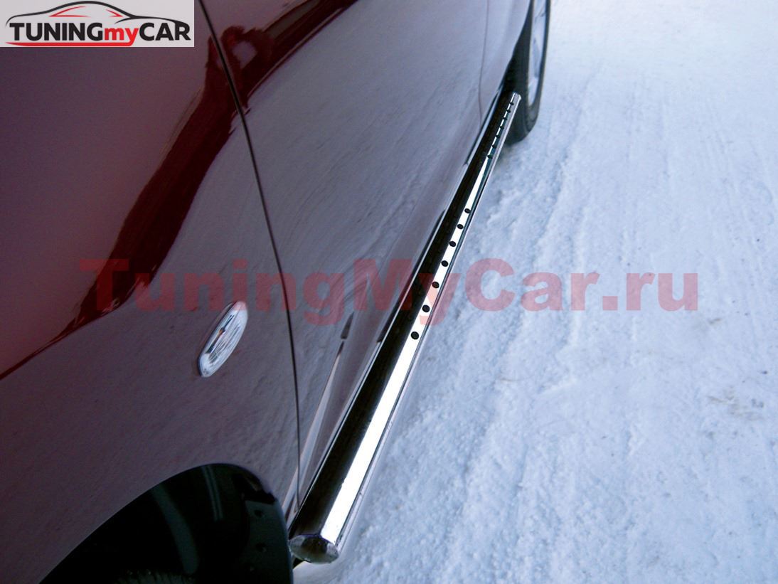 Пороги труба D75х42 овал с проступью для Nissan Murano 2010-2015