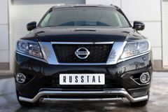 Защита переднего бампера D63 (волна) D75х42 (дуга) для Nissan Pathfinder 2014-