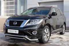 Защита переднего бампера D63 (волна) D75х42 (дуга) для Nissan Pathfinder 2014-