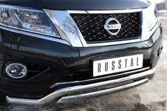 Защита переднего бампера D63 (волна) D75х42 (дуга) для Nissan Pathfinder 2014-