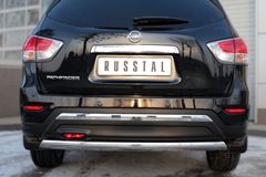 Защита заднего бампера D75х42 (дуга) для Nissan Pathfinder 2014-