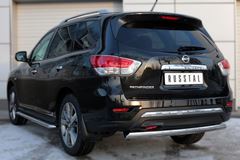 Защита заднего бампера D75х42 (дуга) для Nissan Pathfinder 2014-