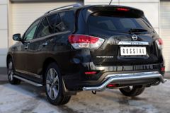 Защита заднего бампера D63 (волна) для Nissan Pathfinder 2014-