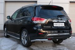 Защита заднего бампера уголки D63(секции) для Nissan Pathfinder 2014-