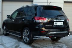 Защита заднего бампера уголки D63 (секции) D42 (секции) для Nissan Pathfinder 2014-