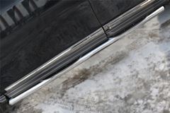 Пороги труба D76 с накладкой (вариант 3) для Nissan Pathfinder 2014-