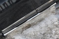 Пороги труба D76 с накладкой (вариант 2) для Nissan Pathfinder 2014-