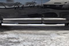 Пороги труба D76 с накладкой (вариант 1) для Nissan Pathfinder 2014-