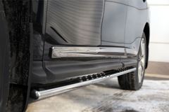 Пороги труба 75х42 овал с проступью для Nissan Pathfinder 2014-